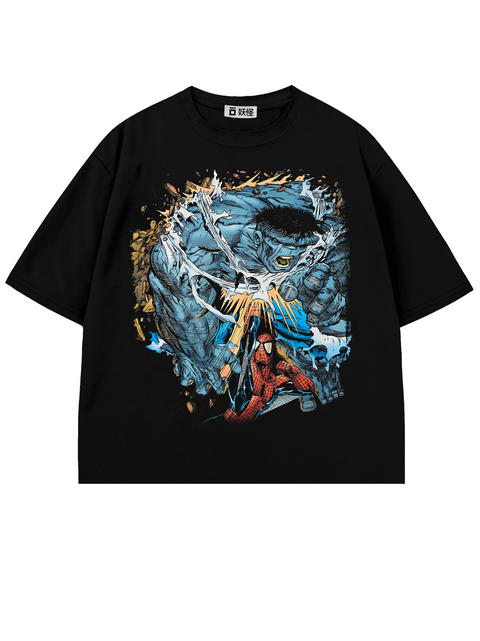 T-SHIRT / SPIDERMAN VS HULK MARVEL (BLACK)