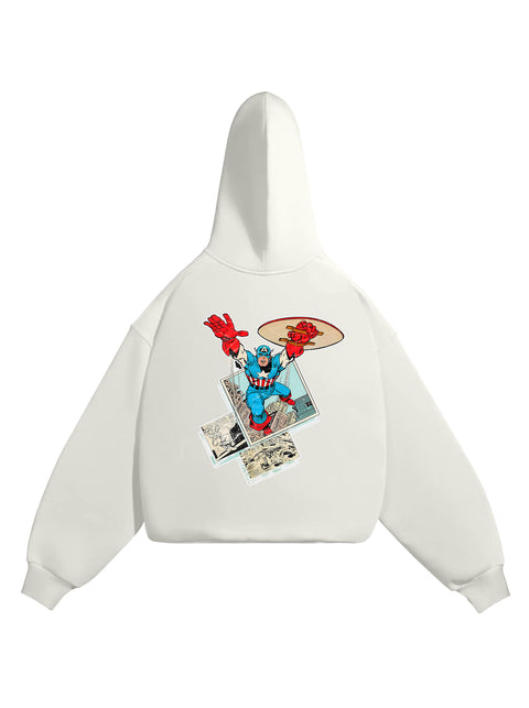 HOODIE / Retro Captain America (WHITE)