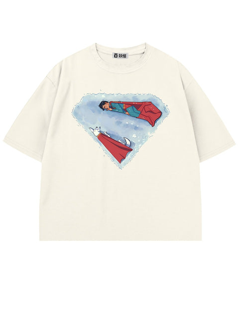 T-SHIRT / SUPERMAN & KRYPTO (WHITE)